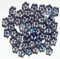 50 3x9mm Transparent Crystal Blue Lustre Flower Spacer Beads